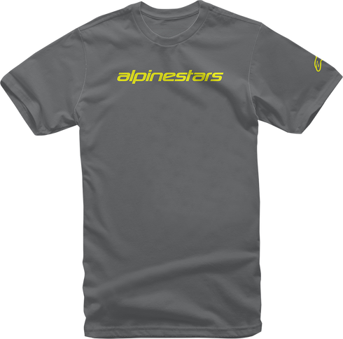 ALPINESTARS ALPINESTARS Linear Wordmark T-Shirt - Charcoal/Fluorescent Yellow - 2XL 12127202018522X - 3030-21682