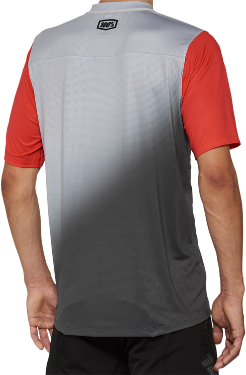 100% Celium Short-Sleeve Jersey - Gray/Racer Red - Medium 40011-00011