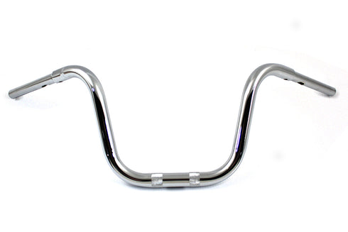 MCM 10 inch Mini Ape Hanger Handlebar with Indents Chrome - 25-0554