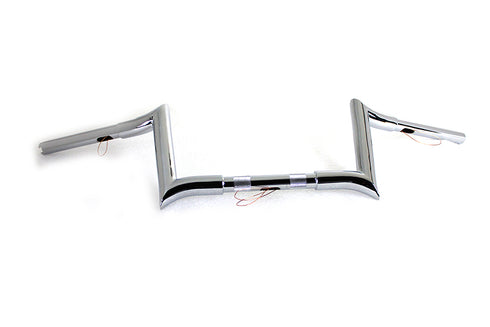 MCM 8 inch Chrome Z-Bar Handlebar with Indents - 25-1200