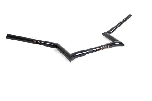 MCM 8 inch Black Z-Bar Handlebar with Indents - 25-1201