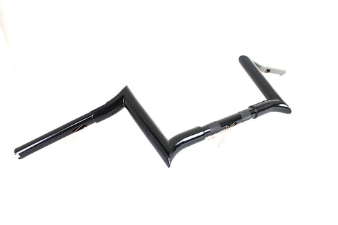MCM 8 inch Black Z-Bar Handlebar with Indents - 25-1201