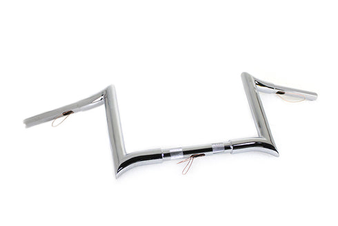 MCM 10 inch Chrome Z-Bar Handlebar with Indents - 25-1202