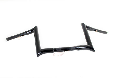 MCM 10 inch Black Z-Bar Handlebar with Indents - 25-1203