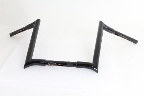 MCM 14 inch Black Z-Bar Handlebar with Indents - 25-1207