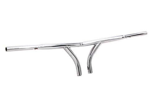 MCM 10 inch Chrome Curved Riser Handlebar with Indents - 25-1842