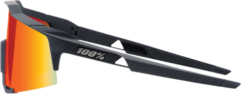 100% Speedcraft Sunglasses - Soft Tact Black - HiPER Red Multilayer Mirror Lens 60007-00008