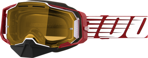100% Armega Snow Goggle - Oversized Deep Red - Yellow Lens 50007-00006
