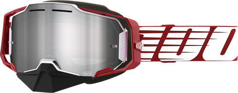 100% Armega Snow Goggle - Oversized Red - Flash Silver Mirror Lens 50008-00006