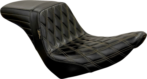 LE PERA Kickflip Seat - Diamond w/Chestnut Stitching - Black - Softail '18-'23 LYR-590DD-CHET