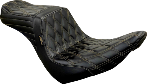 LE PERA Tailwhip Seat - Diamond w/ Chestnut Stitching - Black - FXLR/FLSB '18-'23 LYR-580DD-CHET