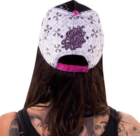 LETHAL THREAT Lethal Angel? Floral Skull Rose Hat - Black/White HT82071