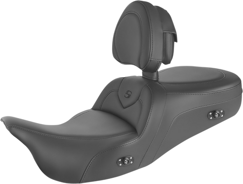 SADDLEMEN Heated RoadSofa™ Seat - With Backrest - Black w/ Black Stitching - FL' 09-'24 808-07B-187TBRH