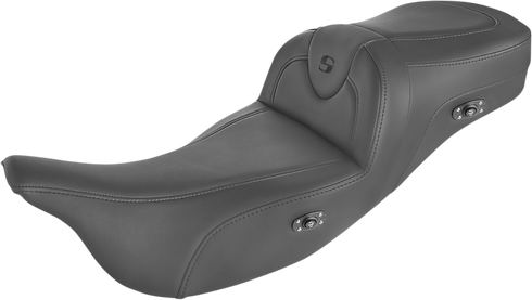SADDLEMEN Heated RoadSofa™ Seat - Without Backrest - Black w/ Black Stitching - FL '09-'24 808-07B-187THCT
