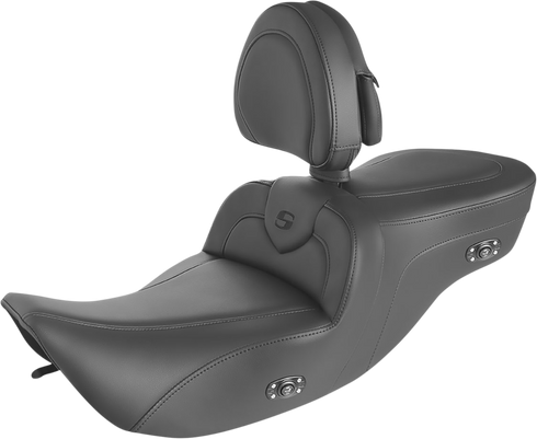 SADDLEMEN Heated RoadSofa™ Seat - With Backrest - Black W/Black Stitching 897-06-187BRHCT