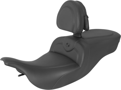 SADDLEMEN RoadSofa™ Seat - with Backrest - Black w/ Black Stitching - FLH/FLT '97-'07 897-07-187BR