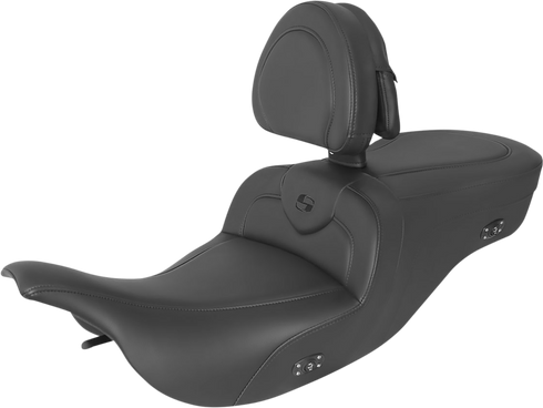 SADDLEMEN Heated RoadSofa™ Seat - With Backrest - Black W/Black Stitching 897-07-187BRHCT