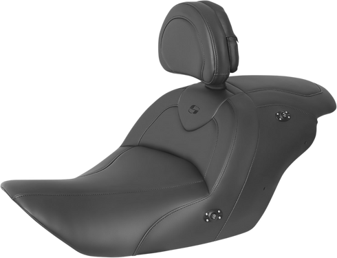 SADDLEMEN RoadSofa™ Seat - with Backrest - Black w/ Black Stitching - Heated - GL1800 '14-'17 H23-20-187BRHCT