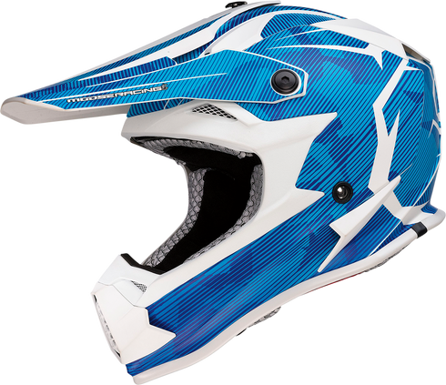MOOSE OFFROAD Youth F.I. Helmet - Agroid Camo - MIPS® - Blue/White - Small 0111-1532