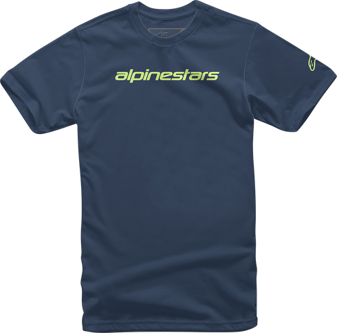 ALPINESTARS ALPINESTARS Linear Wordmark T-Shirt - Navy/Lime - 2XL 12127202070362X - 3030-22128