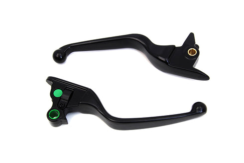 V-Twin Matte Black Smooth Wide Hand Lever Set - 26-0001