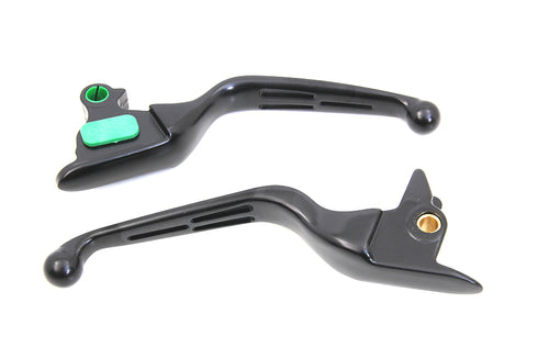 V-Twin Matte Black 3-Slot Wide Hand Lever Set - 26-0003