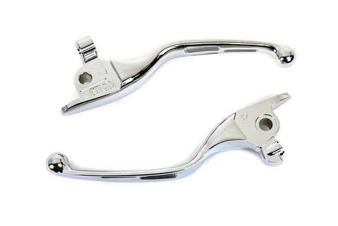 V-Twin M8 Chrome 3-Slot Hand Lever Set with Pin - 26-0006
