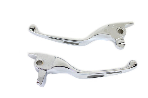 V-Twin M8 Chrome 3-Slot Hand Lever Set with Pin - 26-0006
