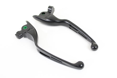 V-Twin M8 Matte Black 3-Slot Hand Lever Set - 26-0008