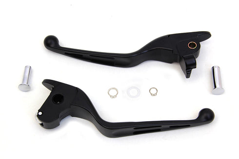 V-Twin Matte Black 3-Slot Wide Hand Lever Set - 26-0010