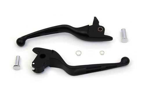 V-Twin Matte Black 3-Slot Wide Hand Lever Set - 26-0010