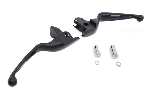 V-Twin Matte Black 3-Slot Wide Hand Lever Set - 26-0010