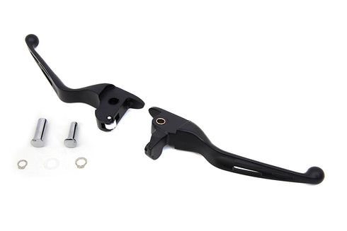 V-Twin Matte Black 3-Slot Wide Hand Lever Set - 26-0010