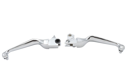 V-Twin Chrome Contour Hand Lever Set with Skull Ends - 26-0787