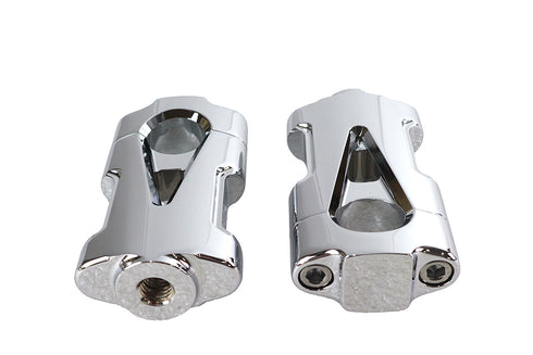 V-Twin V-Fire Chrome Flat Handlebar Riser Set with Contrast Cut - 26-0936