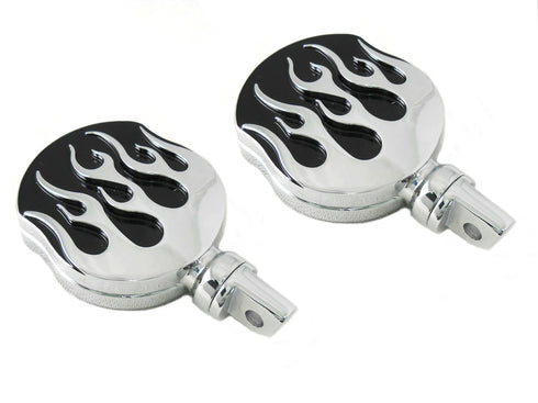 Wyatt Gatling Chrome Flame Style Highway Bar Footpeg Set - 27-0477
