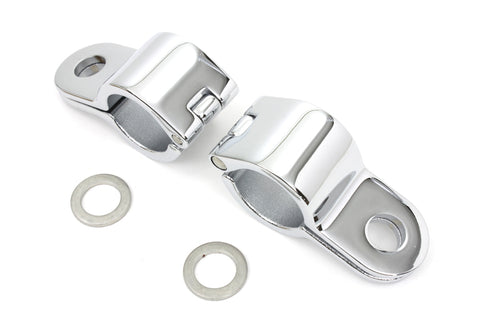 V-Twin Chrome 1-1/8 inch Footpeg Mount Clamp Set - 27-0673