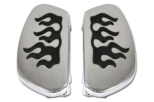 Wyatt Gatling Driver Footboard Set Chrome with Flame Design - 27-0808
