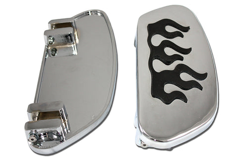 Wyatt Gatling Driver Footboard Set Chrome with Flame Design - 27-0808