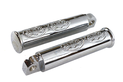 Wyatt Gatling Chrome Skull Style Footpeg Set - 27-0821