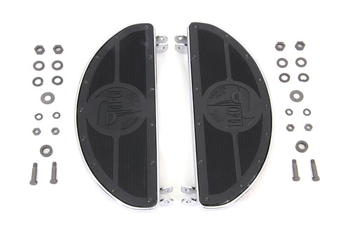 V-Twin World's Fair Style Half Moon Footboard Set Chrome - 27-0867