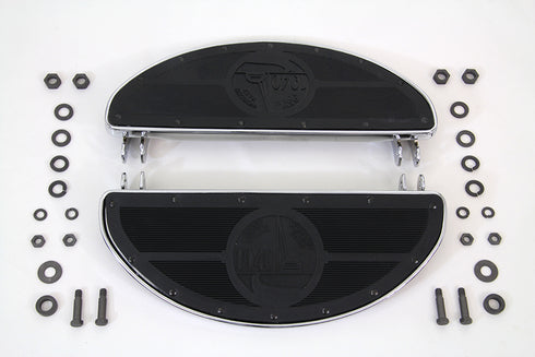 V-Twin World's Fair Style Half Moon Footboard Set Chrome - 27-0867