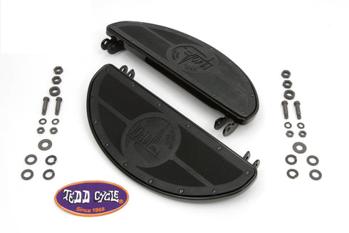 V-Twin World's Fair Style Half Moon Footboard Set Black - 27-0869