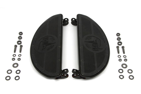 V-Twin World's Fair Style Half Moon Footboard Set Black - 27-0869