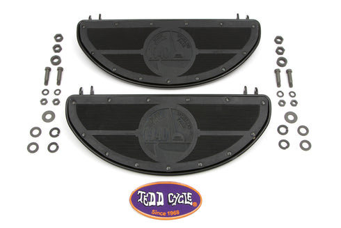 V-Twin World's Fair Style Half Moon Footboard Set Black - 27-0869