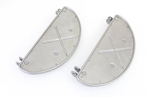 V-Twin Half Moon Footboard Set Raw - 27-1002