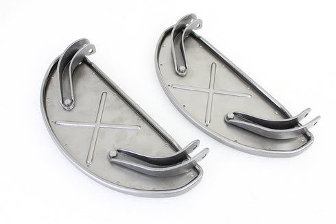 V-Twin Half Moon Footboard Set Raw - 27-1002