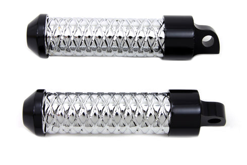 Wyatt Gatling Chrome Bullet Style Footpeg Set with Black Ends - 27-1081