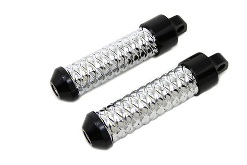 Wyatt Gatling Chrome Bullet Style Footpeg Set with Black Ends - 27-1081