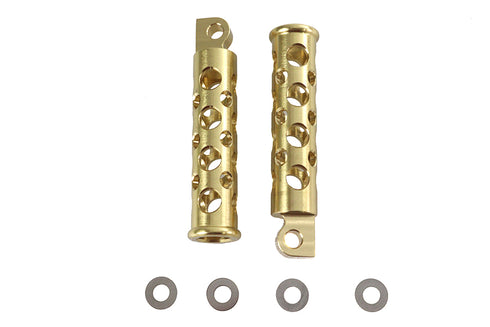 V-Twin Swiss Cheese Style Footpeg Set Brass - 27-1765
